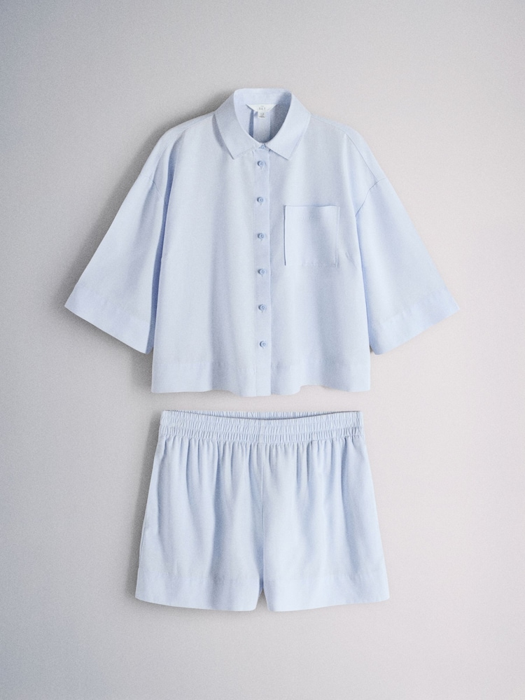 The Set 2 Piece Coord Shirt and Shorts Set With Linen Blue - Image 2 of 15