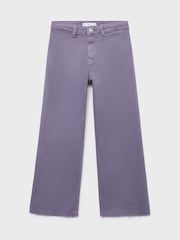 Mango Purple Frayed Wide Leg Jeans - Image 1 of 3