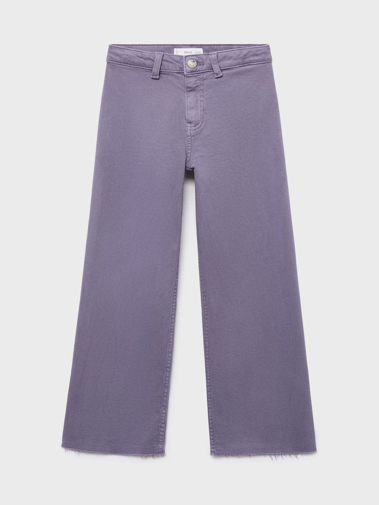 Mango Purple Frayed Wide Leg Jeans - Image 1 of 3