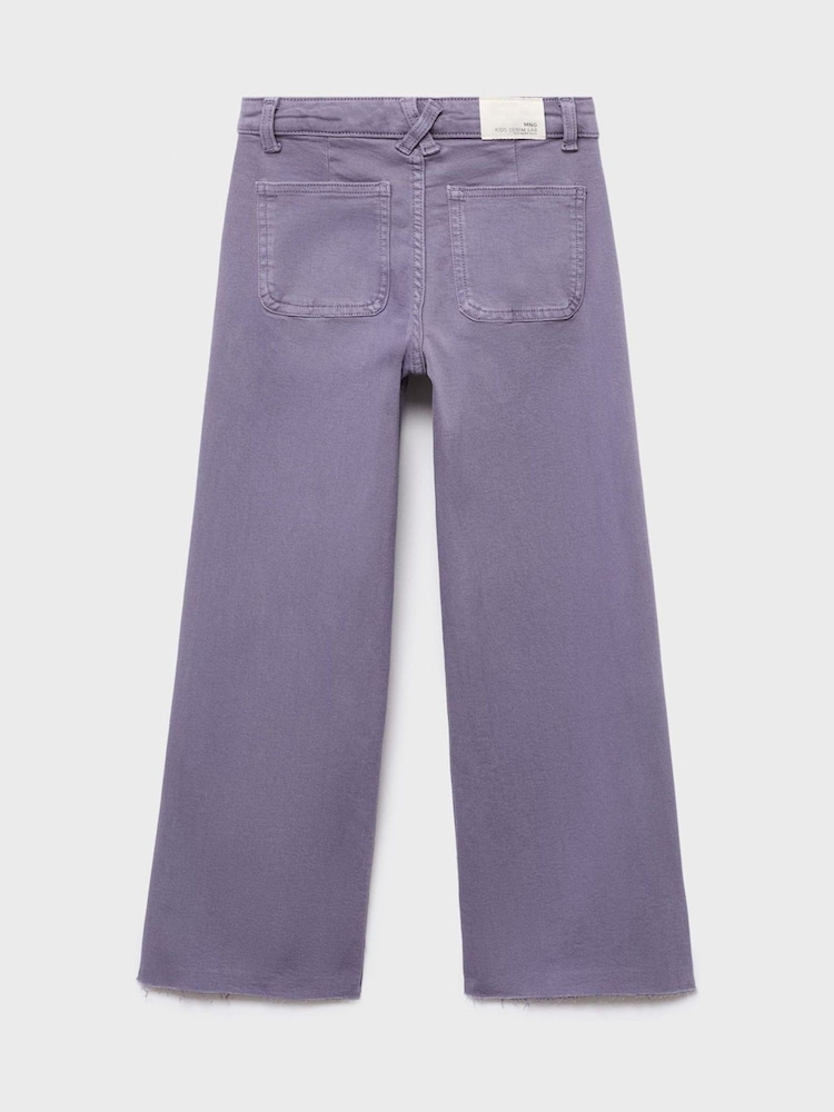 Mango Purple Frayed Wide Leg Jeans - Image 2 of 3