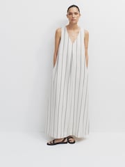 The Set 2 Pack Maxi Dresses with Linen Brown/White Stripe - Image 1 of 7