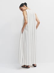The Set 2 Pack Maxi Dresses with Linen Brown/White Stripe - Image 4 of 7