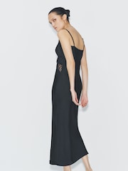 The Set Strappy Lace Trim Satin Maxi Dress Black - Image 2 of 4