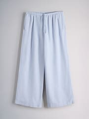 The Set 2 Pack Pull On Wide Leg Trousers With Linen Light Blue/Cream Stripe - Image 6 of 8
