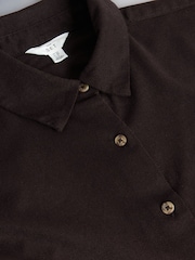 The Set 2 Peice Co-ord Shirt and Trousers Set With Linen Chocolate Brown - Image 6 of 6