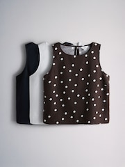 The Set 3 Pack Shell Tops With Linen Navy Blue/Plum Spot/White - Image 1 of 6