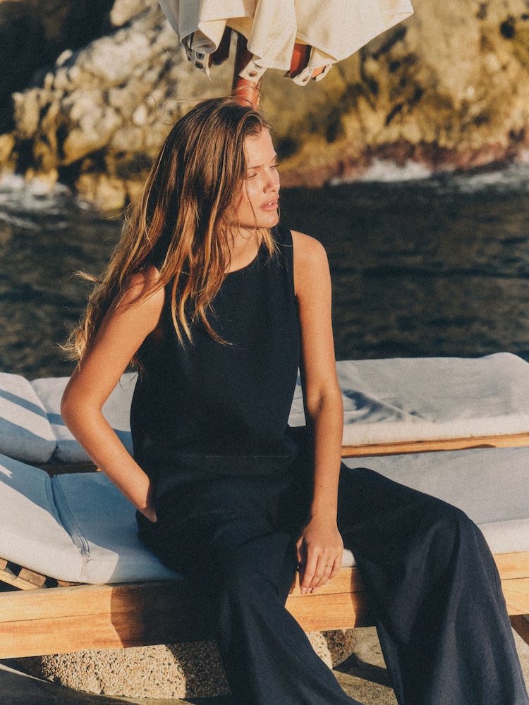 The Set 3 Pack Shell Tops With Linen Navy Blue/Plum Spot/White - Image 2 of 6