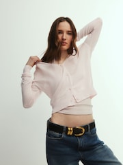 The Set 2 Pack Sheer Knit V-Neck Cardigan Light Blue/Light Pink - Image 5 of 6