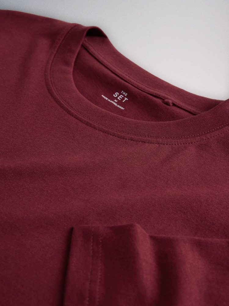 The Set Regular Fit Cotton Crew Neck T-Shirts 7 Pack Red/Navy/White - Image 10 of 10
