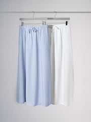 The Set 2 Pack Lightweight Tie Waist A-Line Maxi Skirts With Linen Light Blue/White - Image 2 of 10