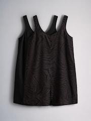 The Set 2 Pack Sleeveless Boat Neck Mini Playsuits With Linen Black/Animal Print - Image 1 of 5