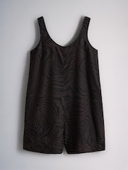 The Set 2 Pack Sleeveless Boat Neck Mini Playsuits With Linen Black/Animal Print - Image 2 of 5