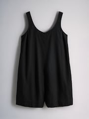 The Set 2 Pack Sleeveless Boat Neck Mini Playsuits With Linen Black/Animal Print - Image 3 of 5