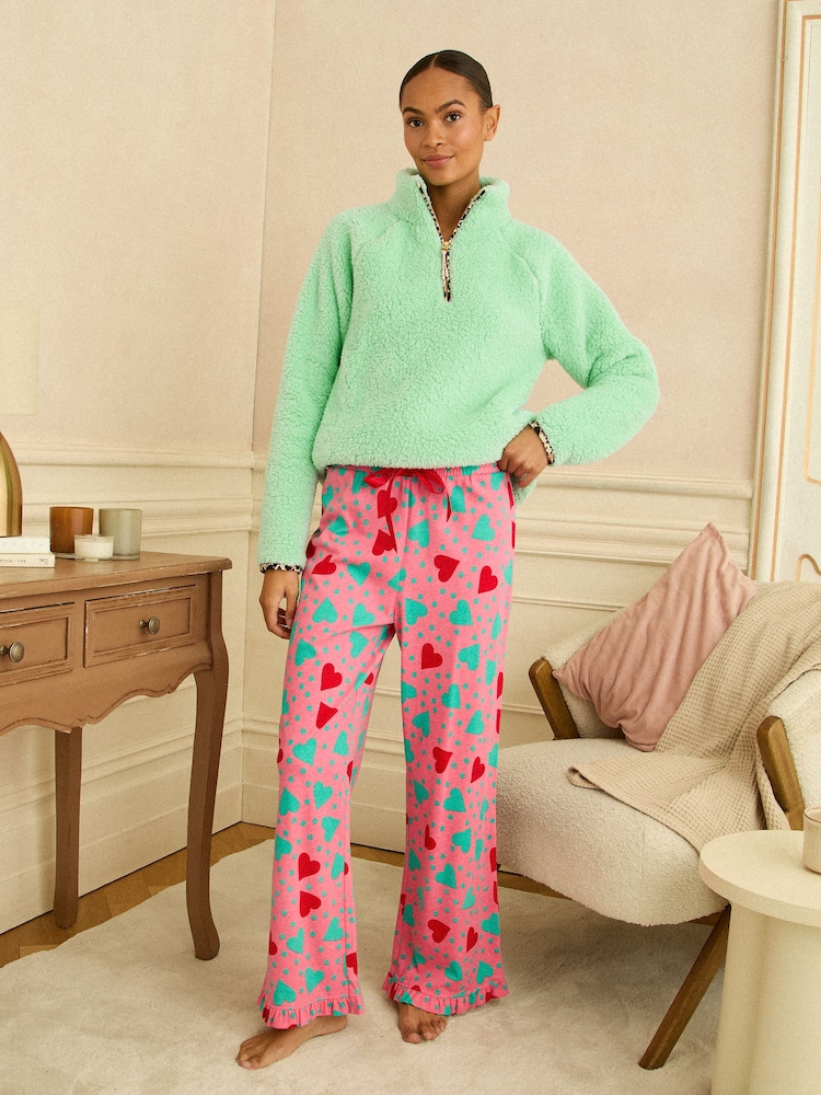 Love & Roses Aqua Blue Half Zip Jersey Borg Jumper - Image 5 of 5