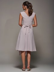 Jolie Moi Cream Ruffle Detail Wrap Sleeveless Midi Dress - Image 2 of 6