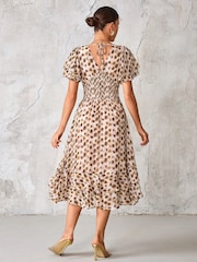 Castanho - Vestido Midi de chiffon com babados Jolie Moi - Imagem 2 de 6