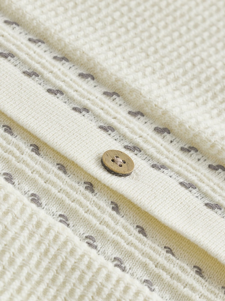 Ecru Textured Knitted Button Through Polo Shirt and Shorts Set (3mths-10yrs) - Image 8 of 8