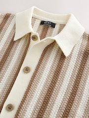 Neutral Knitted Stripe Polo Shirt (3mths-7yrs) - Image 3 of 5