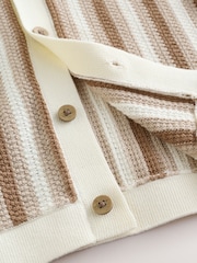 Neutral Knitted Stripe Polo Shirt (3mths-7yrs) - Image 4 of 5