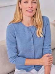Pure Collection Cashmere Crew Neck Slim Fitting Long Sleeve Cardigan - Image 3 of 3