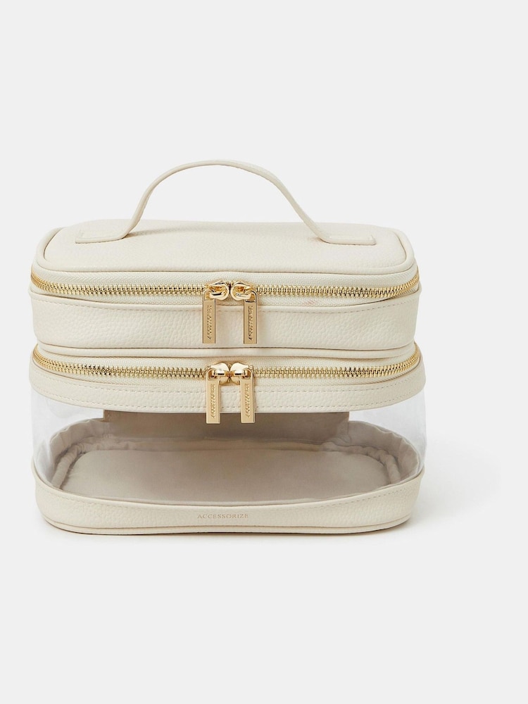 Accessorize Cream Large Clear Vanity Case - Image 1 of 2