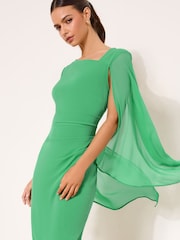Lipsy Green Asymmetric Neckline Long Sleeve Maxi Dress - Image 2 of 4