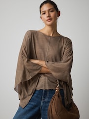 Oatmeal - Cape Long Sleeve Top - Imaginea 1 din 4