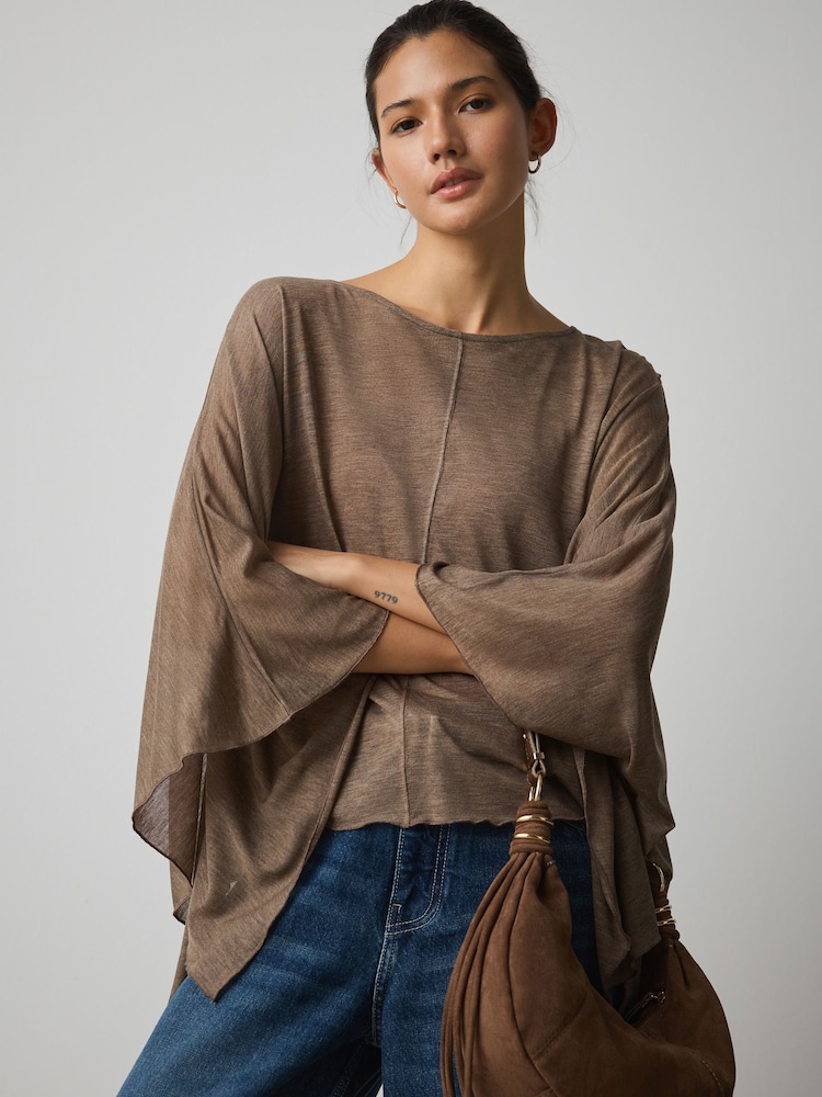 Oatmeal - Cape Long Sleeve Top - Imaginea 1 din 4