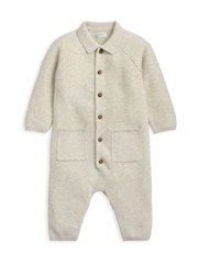 Mamas & Papas Collared Knit Brown Romper - Image 2 of 3