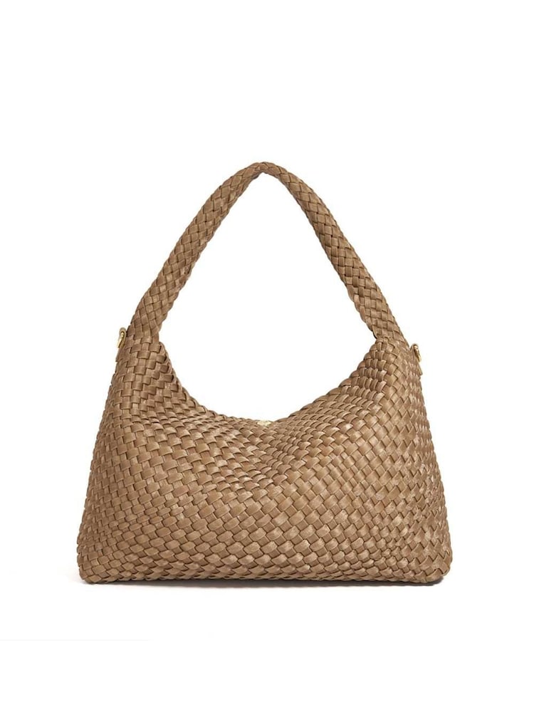 Dune London Brown Large Deliberate L Woven Slouch Bag - Image 2 of 5