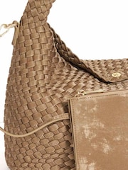 Dune London Brown Large Deliberate L Woven Slouch Bag - Image 3 of 5