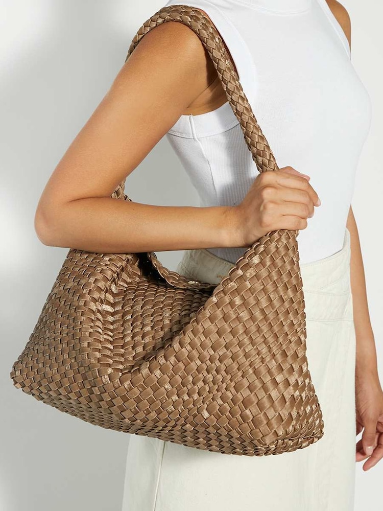 Dune London Brown Large Deliberate L Woven Slouch Bag - Image 5 of 5