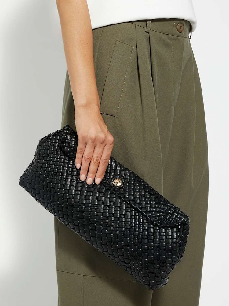 Dune London Black Encourage Woven Clutch Bag - Image 5 of 5