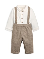 Mamas & Papas Mock Brown Shirt & Braces Romper Set - Image 2 of 3
