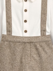 Mamas & Papas Mock Brown Shirt & Braces Romper Set - Image 3 of 3