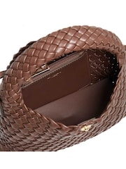 Dune London Brown Mini Dinkydeliberate Woven Slouch Brown Bag - Image 4 of 5