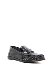 Dune London Black Grisella Ruch Detail Penny Loafers - Image 2 of 5
