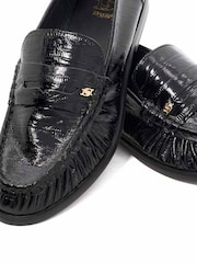 Dune London Black Grisella Ruch Detail Penny Loafers - Image 5 of 5