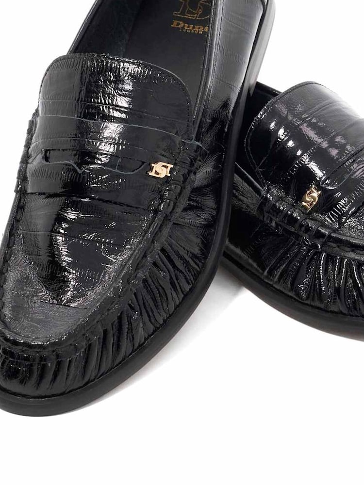 Dune London Black Grisella Ruch Detail Penny Loafers - Image 5 of 5