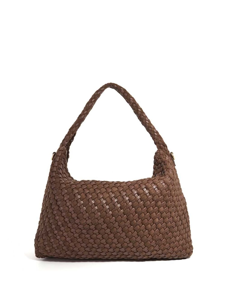 Dune London Brown Large Deliberate L Woven Slouch Bag - Image 2 of 5