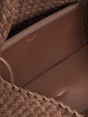 Dune London Brown Large Deliberate L Woven Slouch Bag - Image 4 of 5