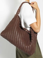 Dune London Brown Large Deliberate L Woven Slouch Bag - Image 5 of 5