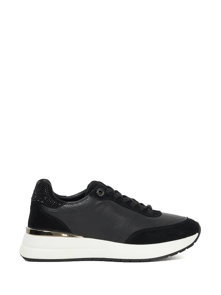 Dune London Black Emotion Gold Clip Lace-Up Runner Trainers - Image 1 of 5 Dune London Black Emotion Gold Clip Lace-Up Runner Trainers - Image 1 of 5
