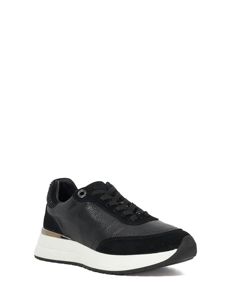 Dune London Black Emotion Gold Clip Lace-Up Runner Trainers - Image 2 of 5