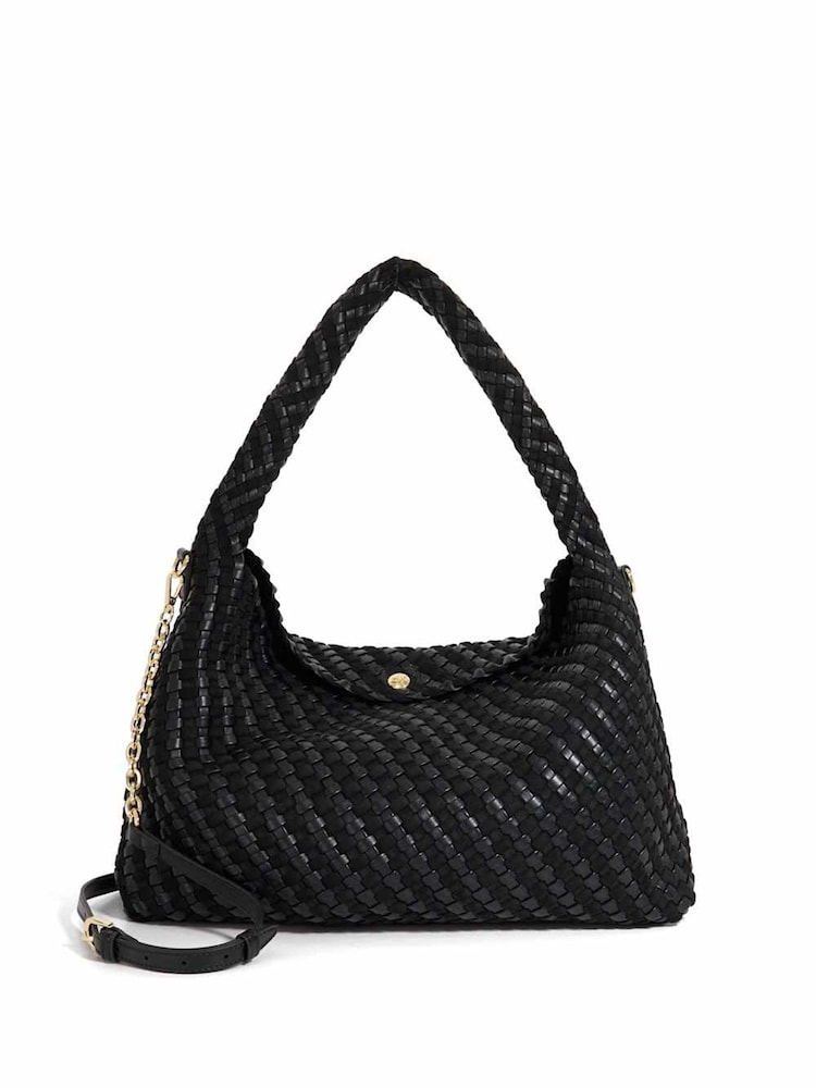 Dune London Black Large Deliberate L Woven Slouch Bag - Image 1 of 5