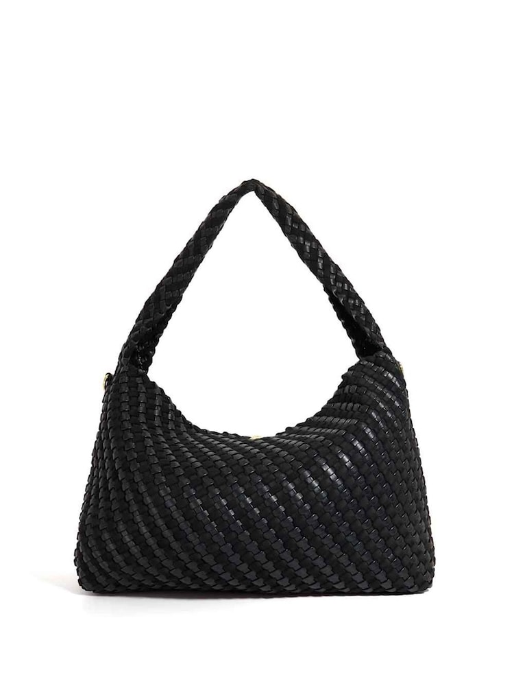 Dune London Black Large Deliberate L Woven Slouch Bag - Image 2 of 5