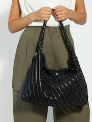 Dune London Black Large Deliberate L Woven Slouch Bag - Image 4 of 5