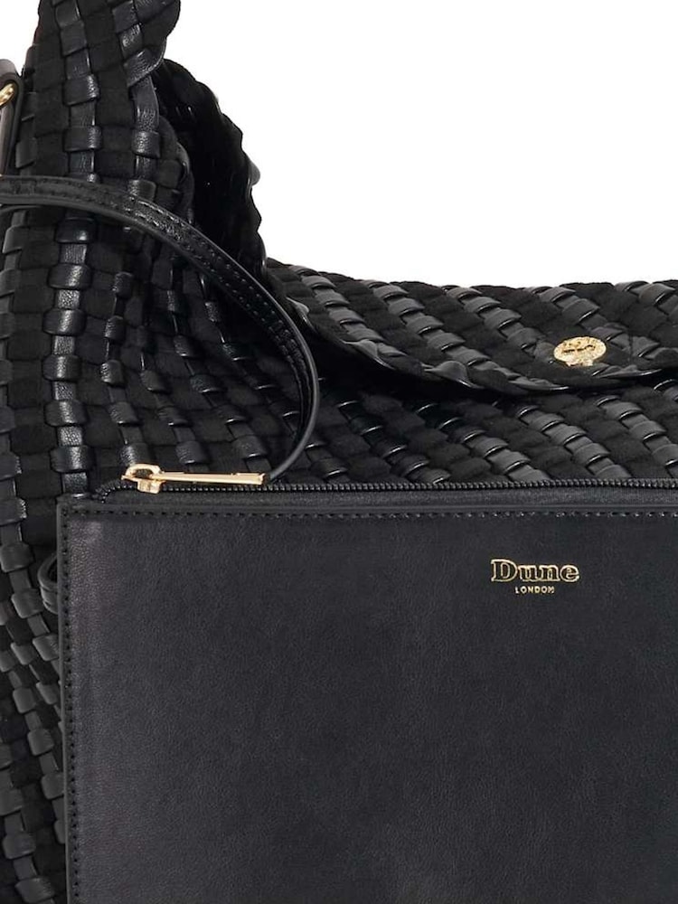 Dune London Black Deliberate Large Woven Slouch Bag - Image 6 of 6