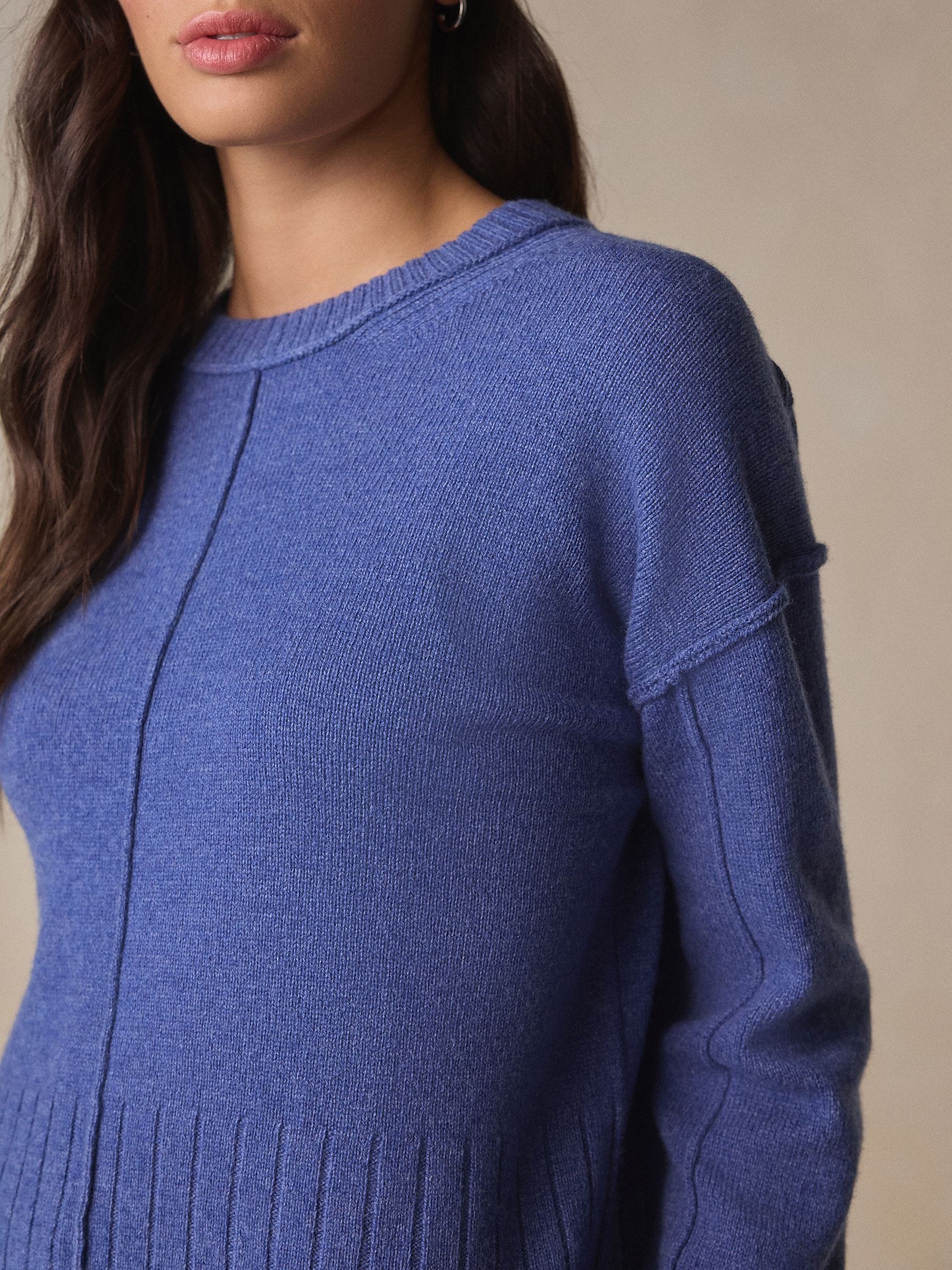 Buy Blue/Lime Green N. Premium 100% Lambswool Crew Neck Jumper 2