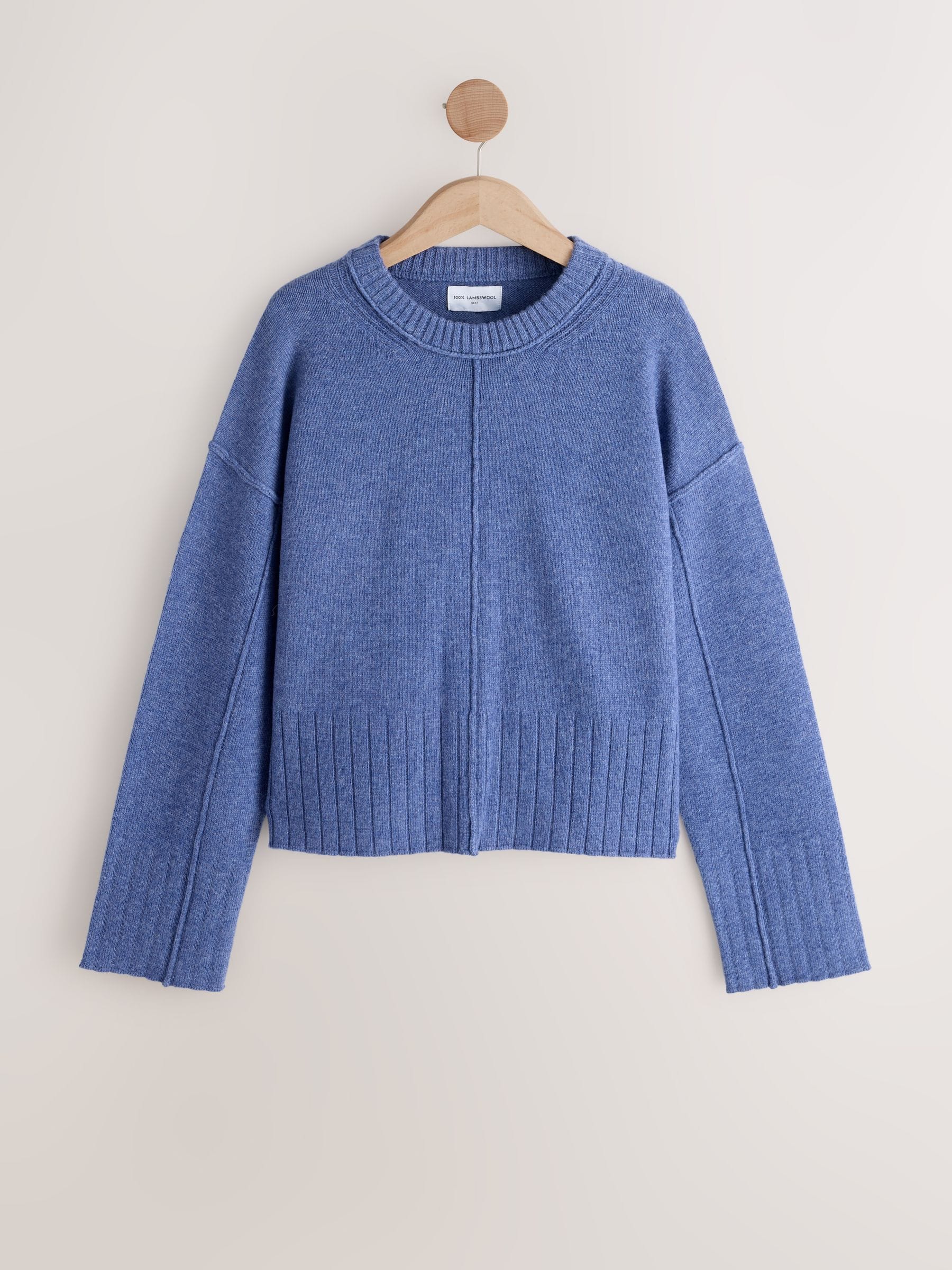 Buy Blue/Lime Green N. Premium 100% Lambswool Crew Neck Jumper 2